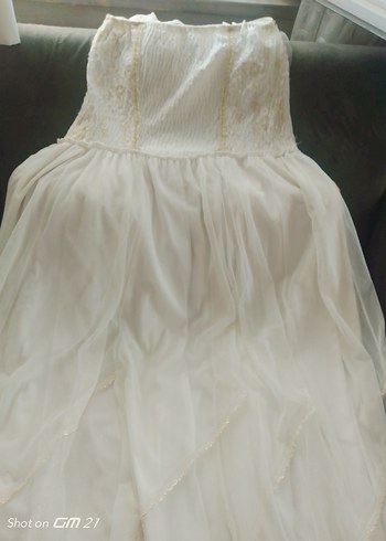 Beyaz Vintage A-Line Uzun Gelinlik - Görsel 7