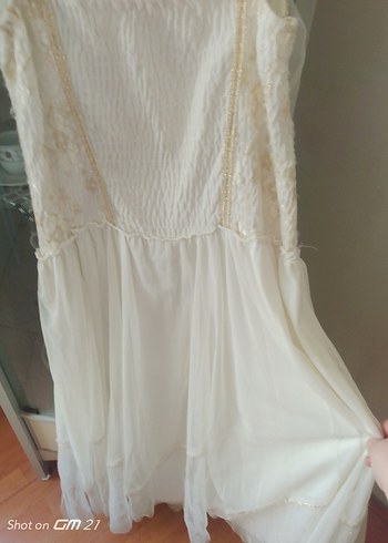 Beyaz Vintage A-Line Uzun Gelinlik - Görsel 10