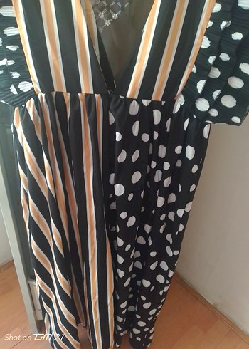 Çizgili ve Puantiyeli Uzun Bohem Elbise - Görsel 5