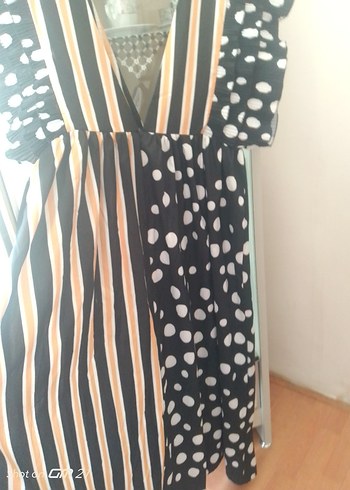 Çizgili ve Puantiyeli Uzun Bohem Elbise - Görsel 6