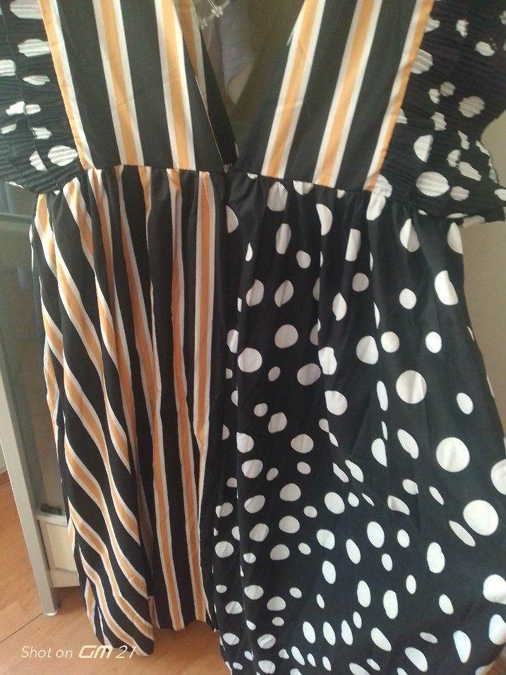 Çizgili ve Puantiyeli Uzun Bohem Elbise - Görsel 4