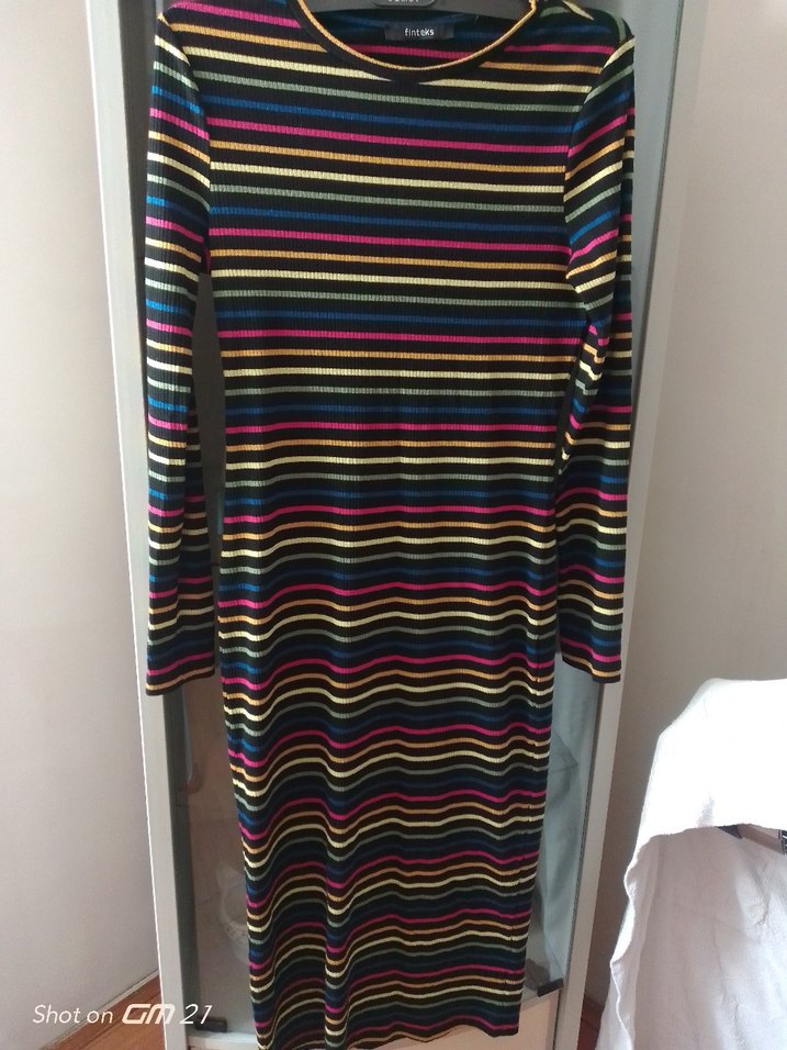 Renkli Kadın Triko Elbise - Görsel 2