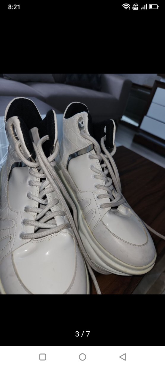 Beyaz Platform Topuklu Bağcıklı Kadın Spor Ayakkabı Bilek Spor - Görsel 4