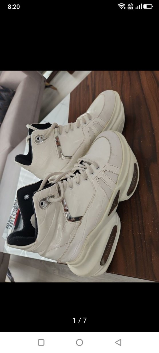 Beyaz Platform Topuklu Bağcıklı Kadın Spor Ayakkabı Bilek Spor - Görsel 3