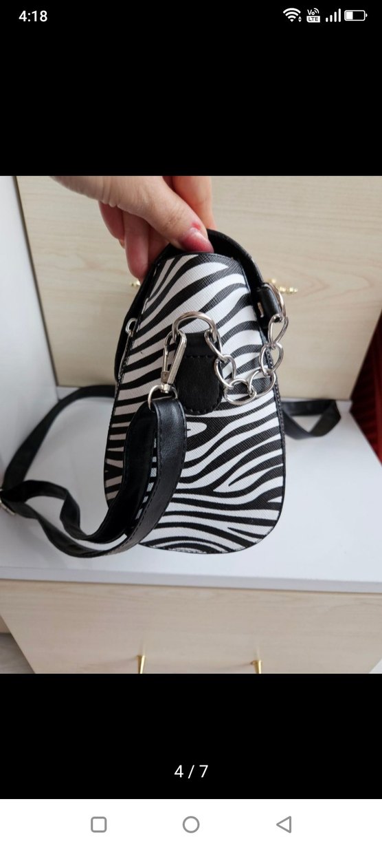 Kadın Zebra Desenli Deri Çanta - Görsel 3