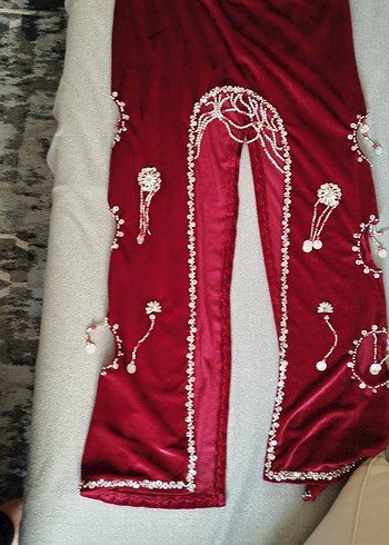 kadife boncuklu pantolon Kemer sütyen el işlemeli