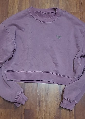 Mor Bisiklet Yaka Kadın Sweatshirt