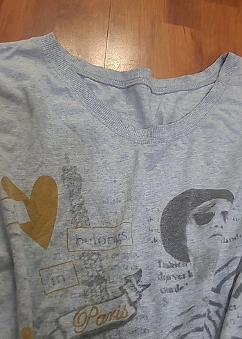 Gri Baskılı Hamile Tişörtü, Uzun Kollu, Salaş - Görsel 5