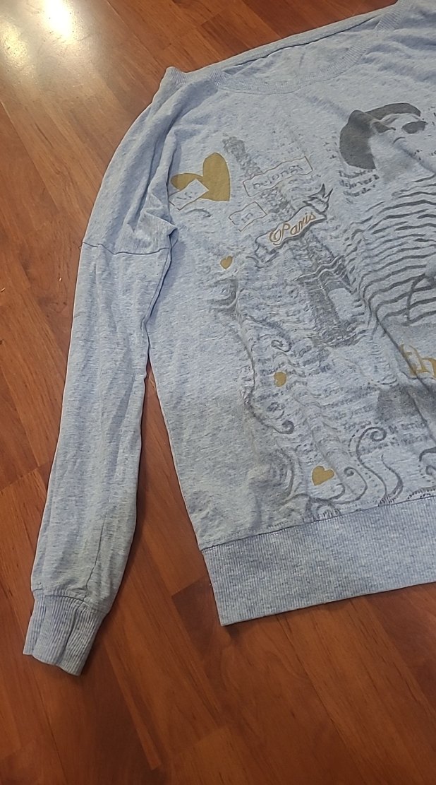 Gri Baskılı Hamile Tişörtü, Uzun Kollu, Salaş - Görsel 3