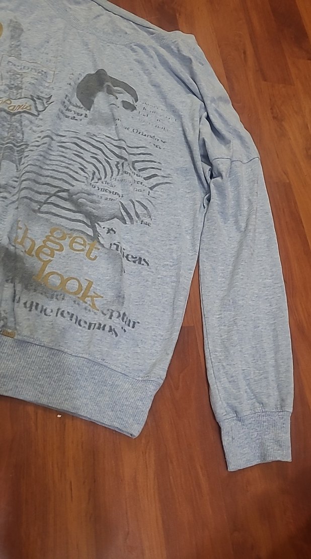 Gri Baskılı Hamile Tişörtü, Uzun Kollu, Salaş - Görsel 2