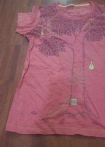 Kız Çocuk Pembe Baskılı Kısa Kollu Tişört - Görsel 2