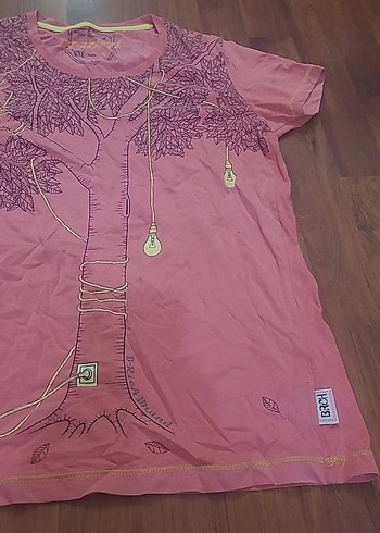 Kız Çocuk Pembe Baskılı Kısa Kollu Tişört - Görsel 3