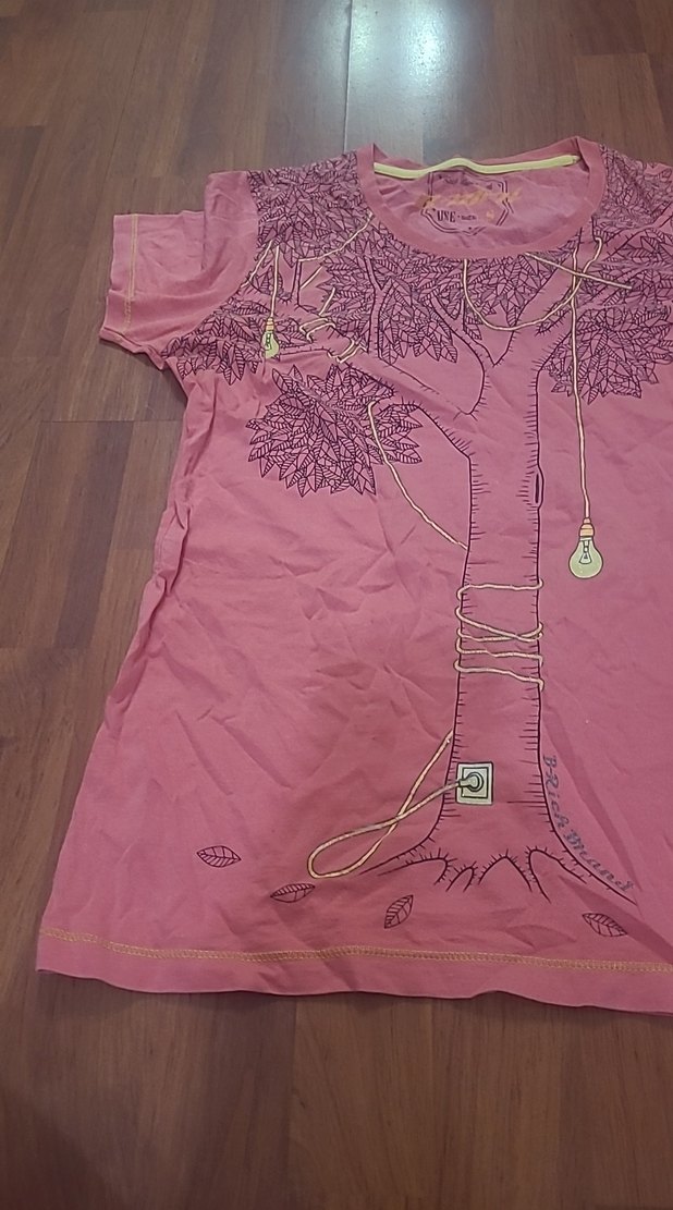 Kız Çocuk Pembe Baskılı Kısa Kollu Tişört - Görsel 2