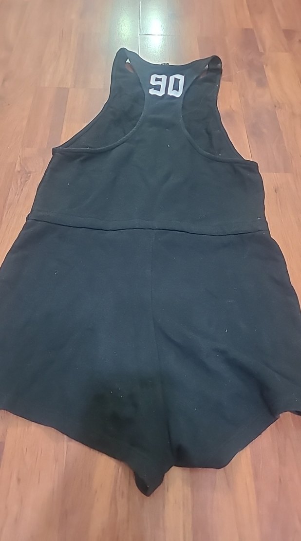 Kadın Siyah Kısa Tulum, Kolsuz, Kemerli - Görsel 5