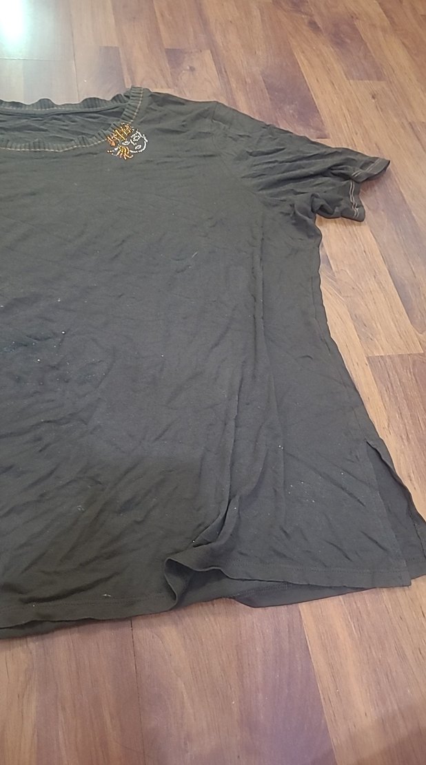 Gri Keten Hamile Tişörtü, Kısa Kollu, Salaş - Görsel 2