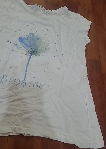 Beyaz Kız Çocuk Bohem Baskılı Tişört - Görsel 3