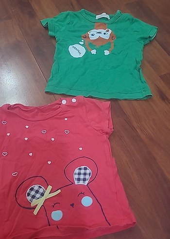 Kız Çocuk Renkli Baskılı Kısa Kollu Tişört - Görsel 3