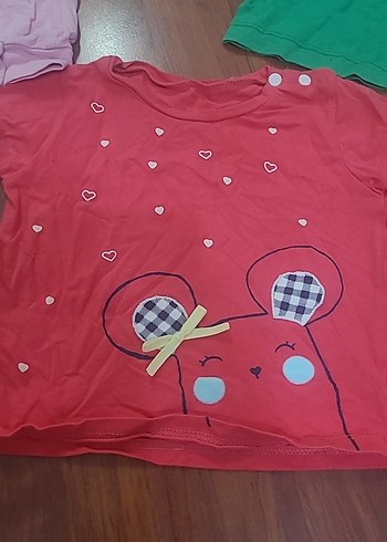 Kız Çocuk Renkli Baskılı Kısa Kollu Tişört - Görsel 4