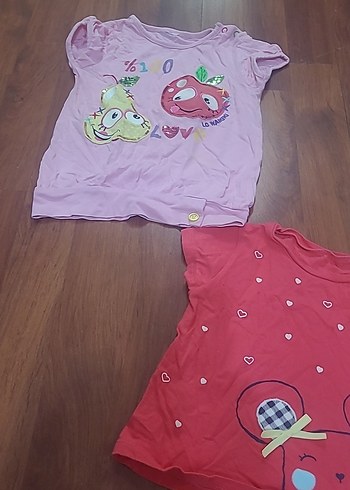 Kız Çocuk Renkli Baskılı Kısa Kollu Tişört - Görsel 2