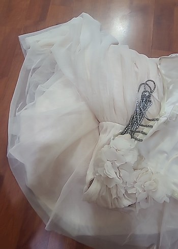 Bej Bohem Straplez Uzun Gelinlik - Görsel 11