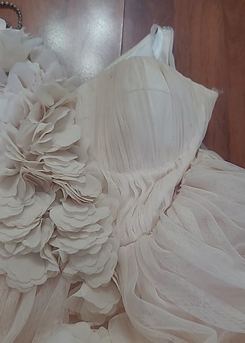 Bej Bohem Straplez Uzun Gelinlik - Görsel 7