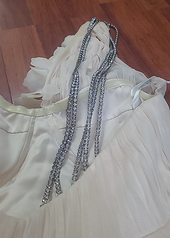 Bej Bohem Straplez Uzun Gelinlik - Görsel 12