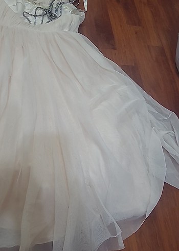 Bej Bohem Straplez Uzun Gelinlik - Görsel 17