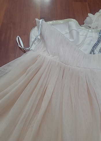 Bej Bohem Straplez Uzun Gelinlik - Görsel 14