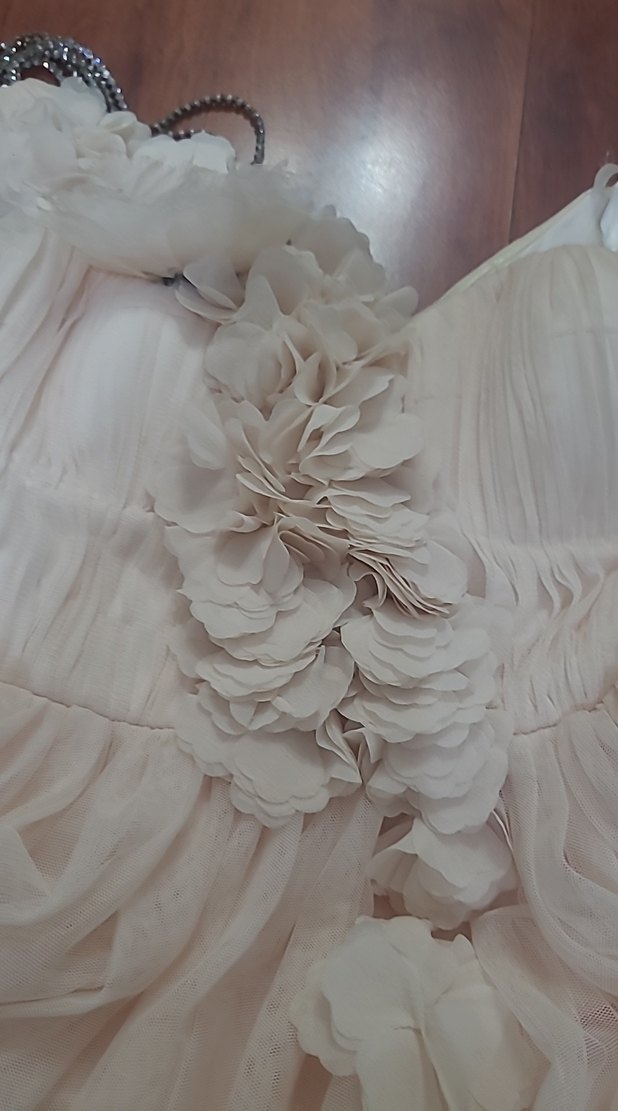 Bej Bohem Straplez Uzun Gelinlik - Görsel 5