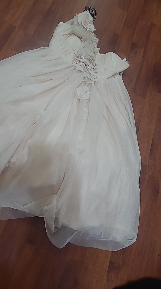 Bej Bohem Straplez Uzun Gelinlik - Görsel 2