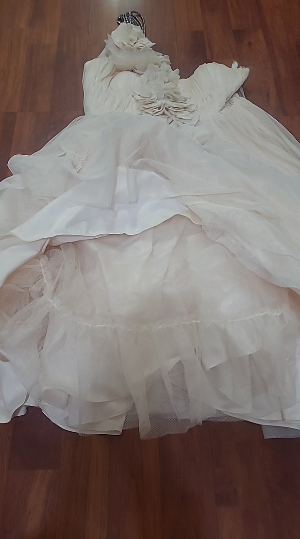 Bej Bohem Straplez Uzun Gelinlik - Görsel 4