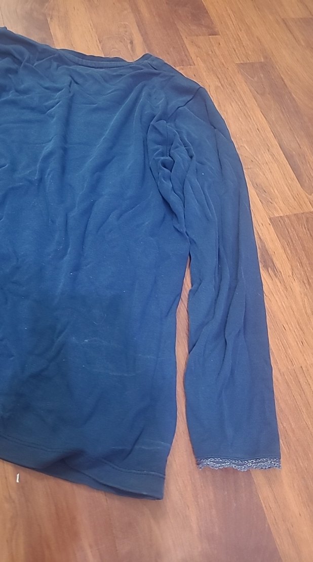 Dantel Detaylı Kız Çocuk Lacivert Uzun Kollu Tişört - Görsel 5