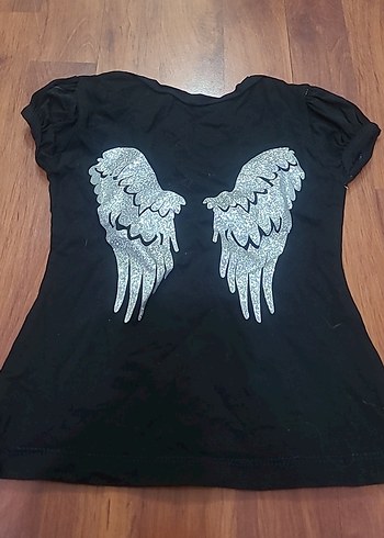 Kız Çocuk Siyah Kısa Kollu Tişört - Görsel 2