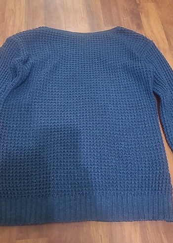 Kadın Mavi Örgü Uzun Kollu Triko Kazak - Görsel 6