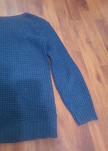 Kadın Mavi Örgü Uzun Kollu Triko Kazak - Görsel 7