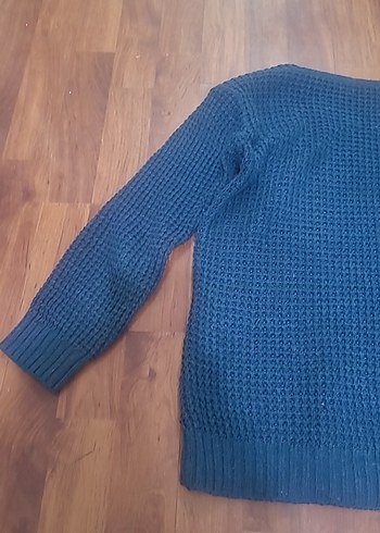 Kadın Mavi Örgü Uzun Kollu Triko Kazak - Görsel 5
