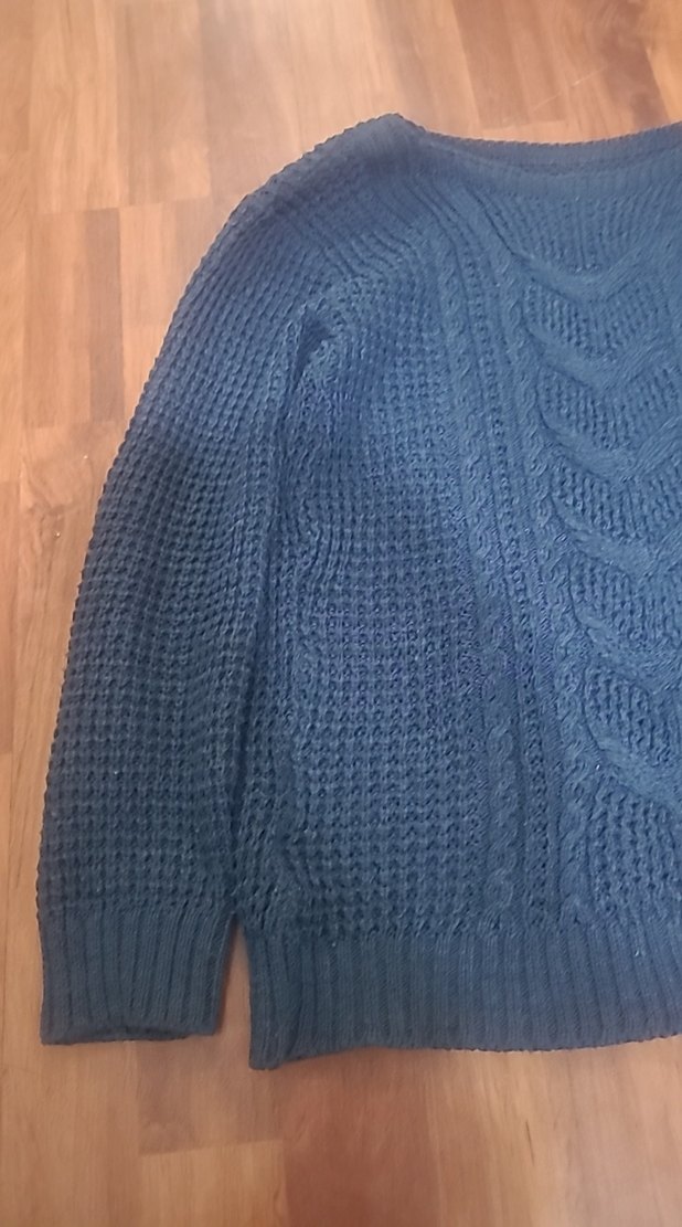 Kadın Mavi Örgü Uzun Kollu Triko Kazak - Görsel 2