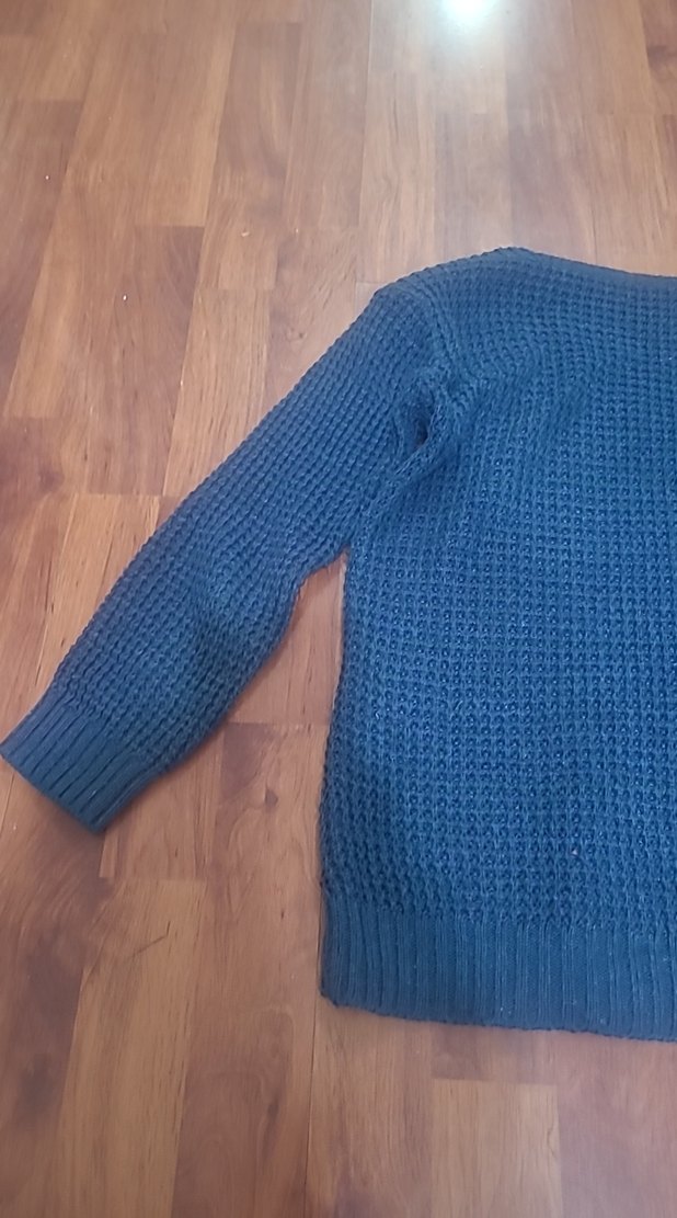 Kadın Mavi Örgü Uzun Kollu Triko Kazak - Görsel 5