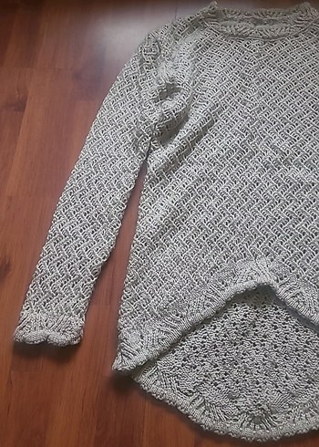 Gri Örgü Kadın Kazak Uzun Kollu - Görsel 2