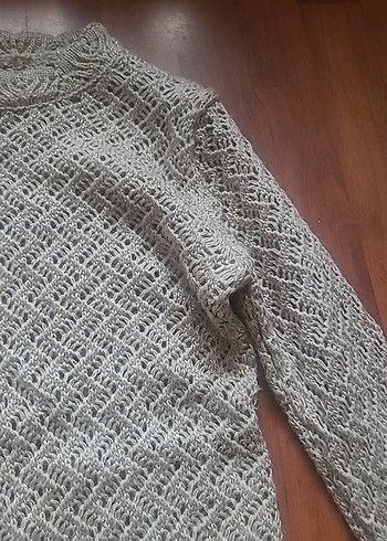 Gri Örgü Kadın Kazak Uzun Kollu - Görsel 6