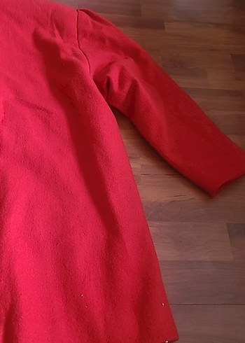 Düğmeli Kırmızı Midi Ceket - Görsel 6