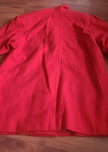 Düğmeli Kırmızı Midi Ceket - Görsel 5