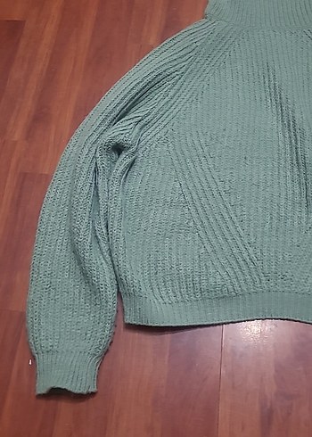 Gri Kadın Boğazlı Triko Kazak - Görsel 2