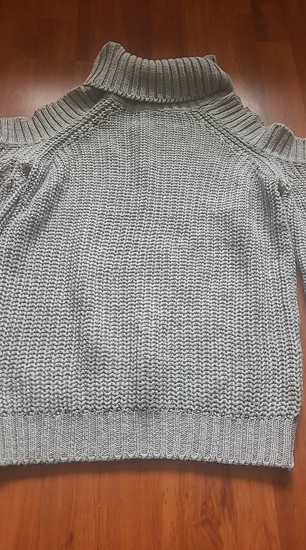 Gri Kadın Boğazlı Triko Kazak - Görsel 4