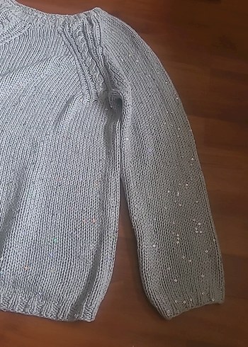 Gri Bohem Salaş Örgü Kadın Kazak - Görsel 3