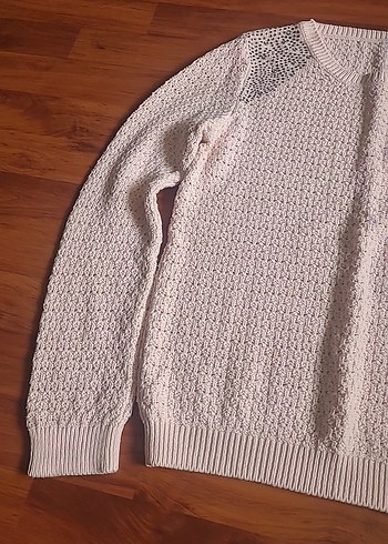 Bej Örgü Kadın Kazak, Rahat Kesim, Uzun Kollu - Görsel 3