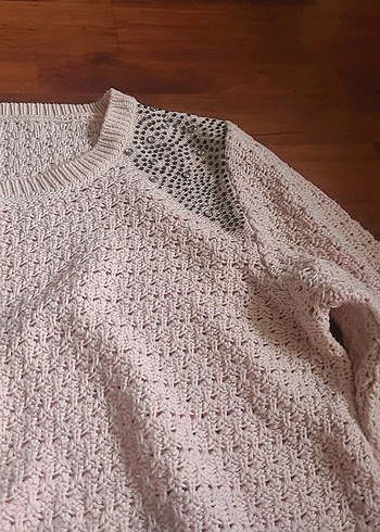 Bej Örgü Kadın Kazak, Rahat Kesim, Uzun Kollu - Görsel 5