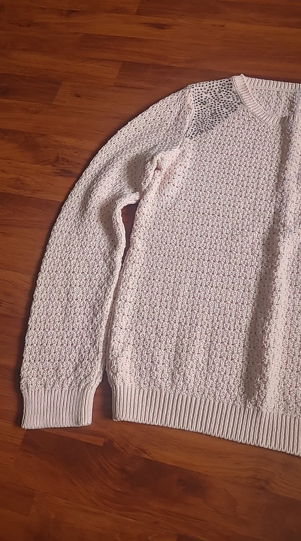 Bej Örgü Kadın Kazak, Rahat Kesim, Uzun Kollu - Görsel 3