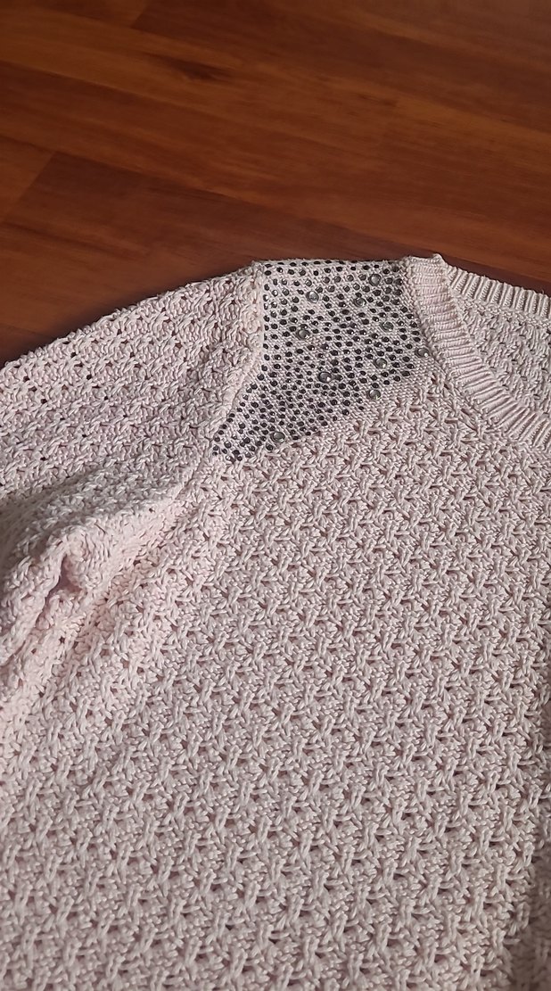 Bej Örgü Kadın Kazak, Rahat Kesim, Uzun Kollu - Görsel 4