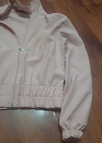 m Beden Bej Fermuarlı Kadın Ceket